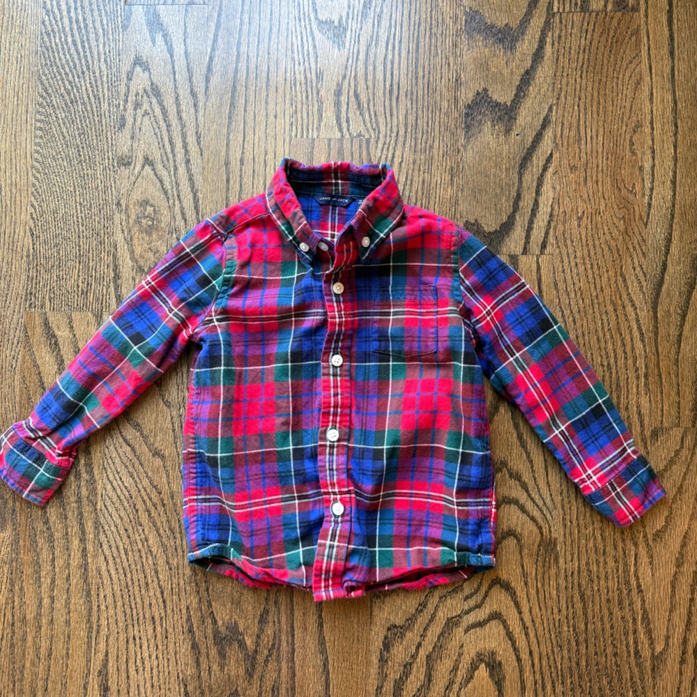 Janie and Jack Tartan Flannel Button-Down Shirt